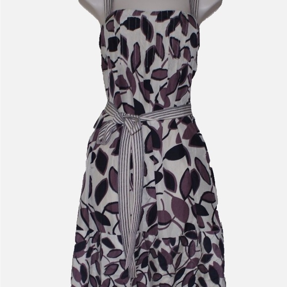 BCBG Max Azria 100% silk Purple Leaf Print Dress - Picture 8 of 8
